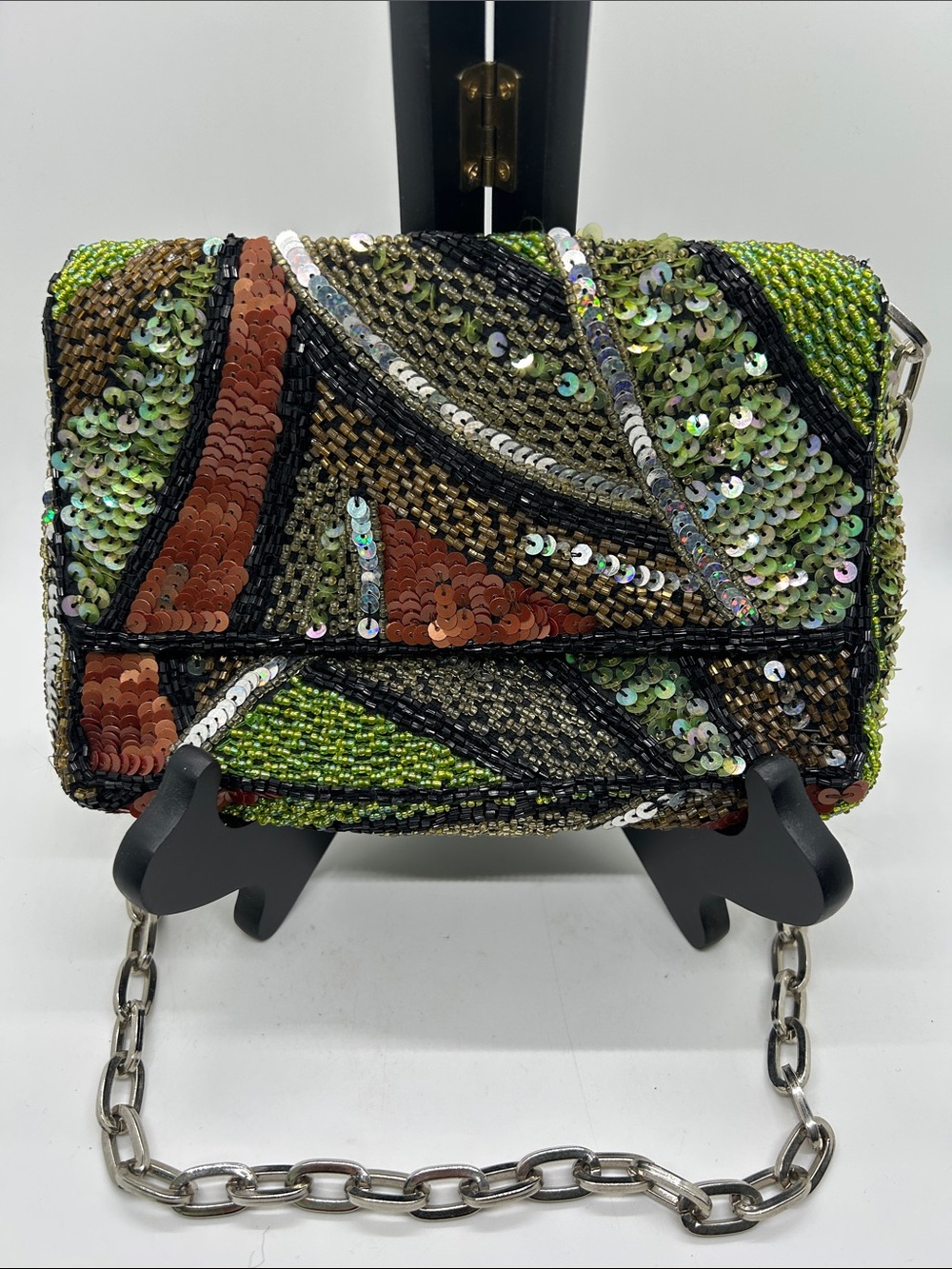 Christiana Abstract Multicolor Beaded Sequin Shoulder Evening Bag Purse 🌺🌺